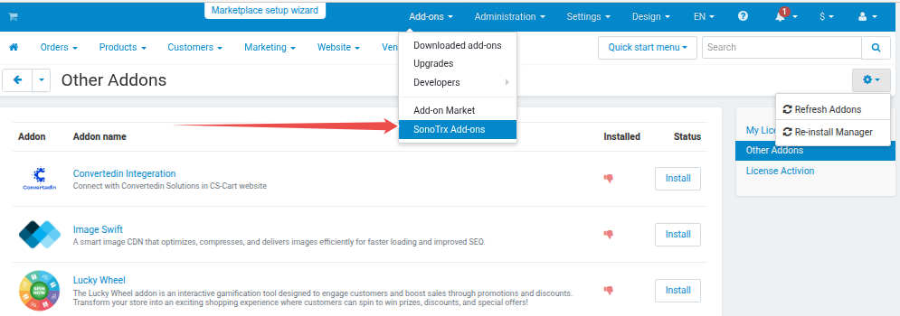 Open Addon Manager