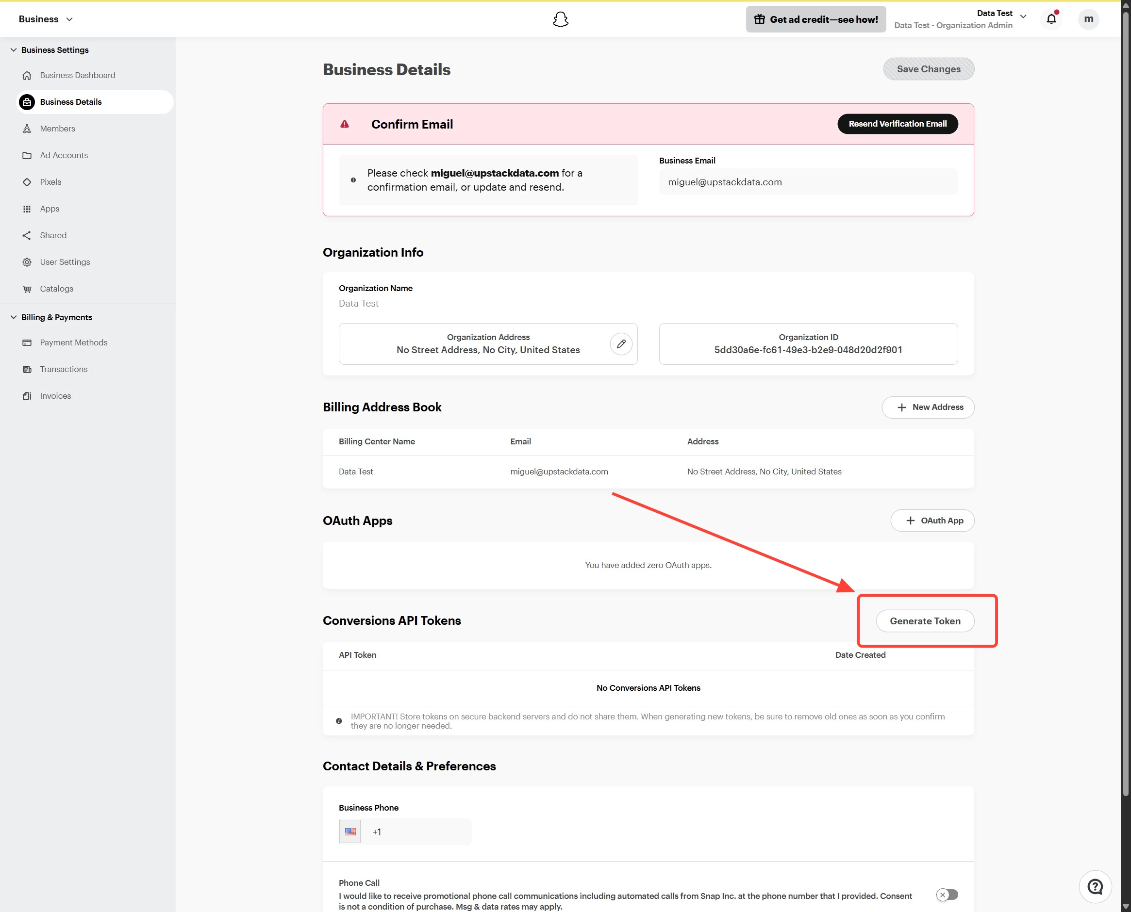 Generate CAPI Token